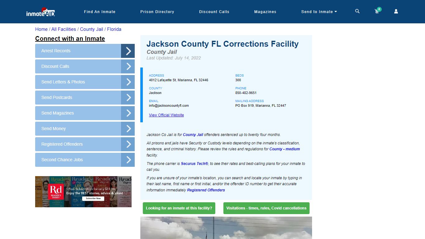 Jackson County FL Corrections Facility - Inmate Locator - Marianna, FL